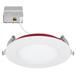 Maxxima 4 in. 2 Hour Fire Rated Ultra Thin LED Downlight, Slim Recessed Canless Light, IC Rated, 800 Lumens, 5 Color Temperature Selectable 2700K/3000K/3500K/4000K/5000K, Dimmable, J-Box Included