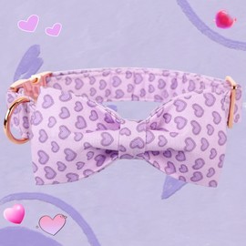 Elegant little tail Valentine's Day Dog Collar with Bow, American Flag Bow Tie Dog Collar, Cute Heart Dog Bowtie Pet Gift Dog Collar for Medium Dogs