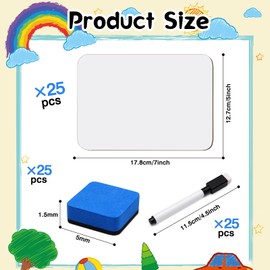 25 Pcs Small White Board 5 x 7 Inch Mini Dry Erase Board Small White Boards with Markers Erasers Double Sided Dry Erase Small Whiteboards for Students Classroom Meeting Voting Games Party(25)