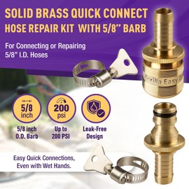 Gorilla Easy Connect Garden Hose Repair Kit With Integrated Quick Connect Fittings Water Hose Inline Splicing Repair - 1 Set With Hose Clamps