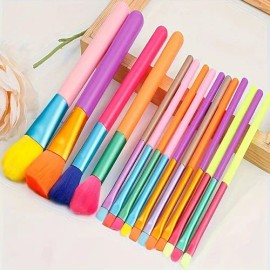 Kit 15 Brochas Maquillaje Pastel, Colores Suaves Top Surtidos