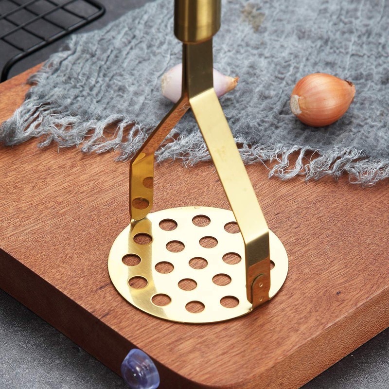Berglander Potato Masher, Heavy Duty Stainless Steel Gold Potato Ricer