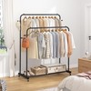 Laiensia Double Rods Garment Rack with Wheels, Clothing Rack for