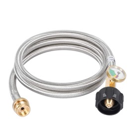 GasSaf 5FT Propane Adapter Hose with Gauge 1 lb to 20 lb Converter Universal for Weber Q Series Grill, Heater, Camp Stove, and More