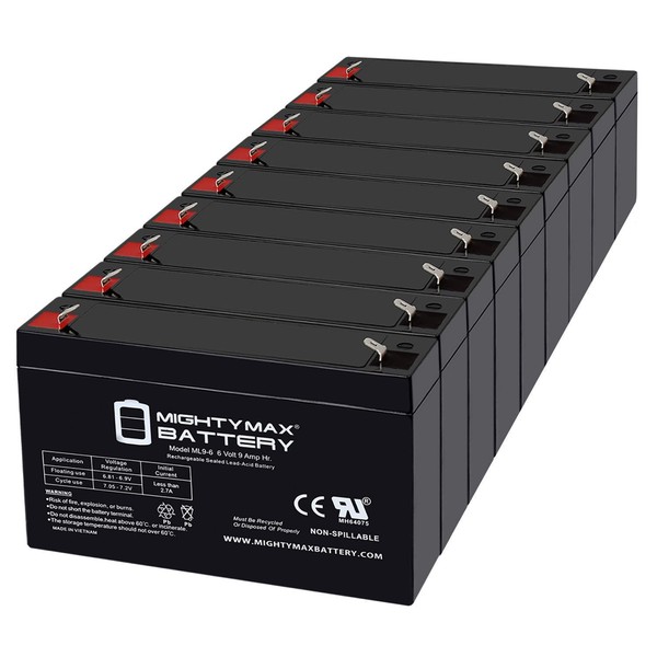 Mighty Max Battery 6V, 9Ah, AGM, F2 Terminal, Replacement Battery