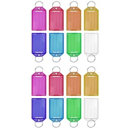 SimautHawk 16 Pack Plastic Key Tags, 8 Colors, Key Labels with Ring and Label Window, reliable and lightweight (16 Pack 8 Colors)