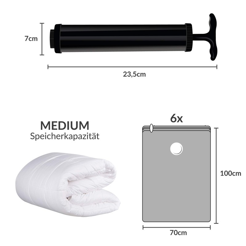 Levivo Vacuum Bag For Space-saving Storage, Incl. Hand Pump For