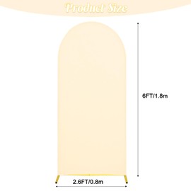 Wedding Arch Cover 6FT Beige Spandex Fitted Stand Cover Round Top Stand Covers Double-Side Stretchy Chiara Cover Backdrop Cover for Wedding Birthday Party Ceremony Baby Shower Decoration