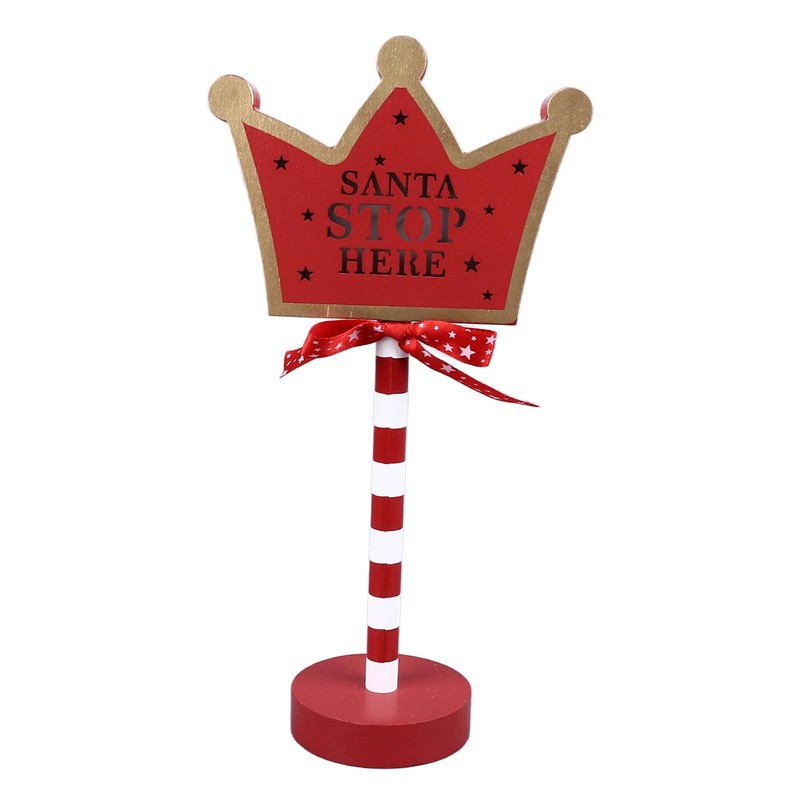 Christmas Stop Here Decor Metal Solid Wood LED Delicate Santa