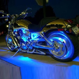 Custom (4) Blue LED Engine Fairing Body Kit Lights Glow Accent Lighting for Harley Bike