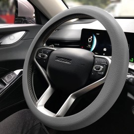 XLSBGGR Steering Wheel Cover Ultra Slim Steering Wheel Cover Steering Wheel Protector Elastic Non-Slip 34-42 cm Steering Wheel Size Colour: Grey