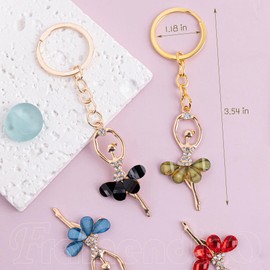 Framendino, 21 Pack Ballerina Dancer Keychain Ballet Dancing Key Chains Cute Crystal Key Ring for Party or Women Bag Charm Decor, 7 Color, 21 Pack