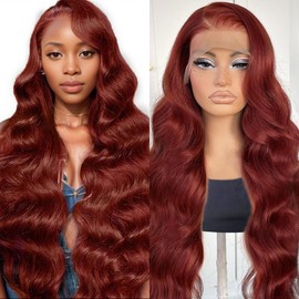 BOTNNS 26 Inch Brown Body Wave Human Hair Wig 200 Density 13x4 HD Reddish Brown Lace Front Wigs Human Hair Pre Plucked Colored Lace Frontal Wigs Human Hair