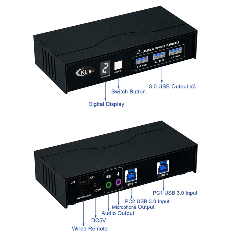 CKLau USB 3.0 Sharing Switch Selector for 2 Computers Share