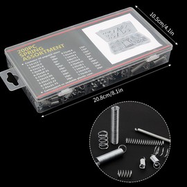 Spring Coil Spring Assortment Steel Spring Galvanised Spring Set Double Hook Coil Springs and Compression Springs Tension Springs Assortment Box with Storage Box 20 Sizes 200 Pieces