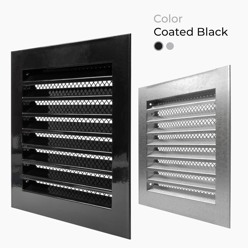 12" x 12" Inch Black Galvanized Steel Vent Cover -