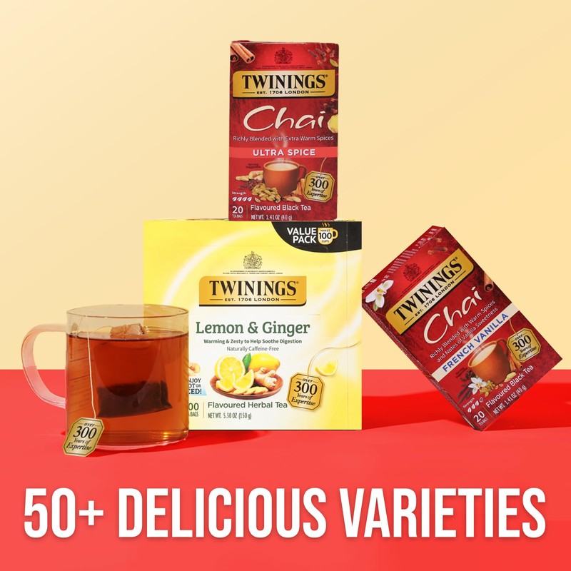 Twinings Ultra Spice Chai Black Tea Individually Wrapped Bags, 20