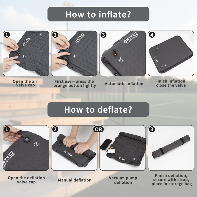 ONTYZZ Seat Cushion Self-Inflating Camping Seat Mat 41 x 33