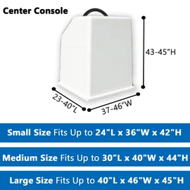 Boat Center Console Cover, 600D Marine Grade Polyester Canvas, Waterproof, Black, Up to 36" W x 24" L x 42" H