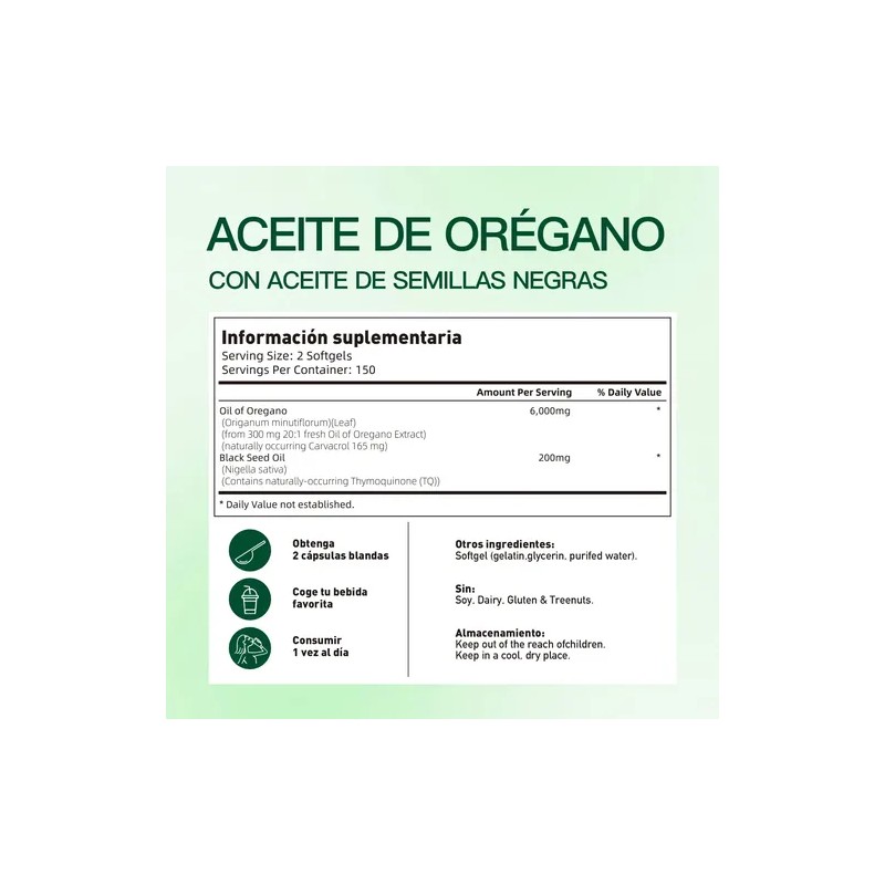 300cápsulas Con Aceite De Semilla Negra Aceite De Orégano