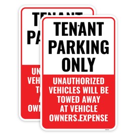 2PC Tenant Parking Only Sign, 18 x 12 Inches - Aluminum - Resident Private Parking Sign