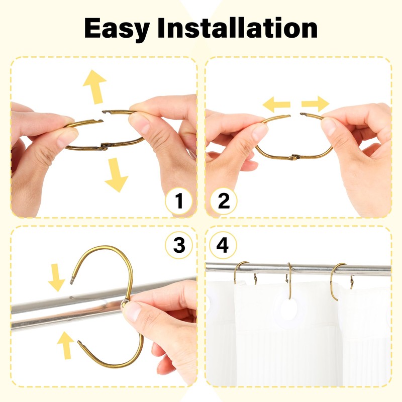 Mafegu 30Pcs Shower Curtain Hooks,Metal Oval Shower Curtain Hooks Roman