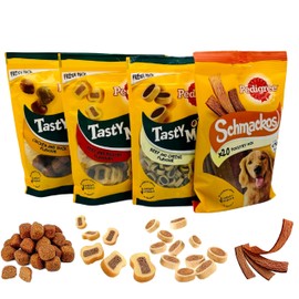 Katsy Style Katsy Style Pedigree Poultry Mix Dog Treats,Chicken & Duck, Beef & Poultry, Beef & Chinese Flavour - Less Than 30 kcal/Treat - Omega 6 & Vitamin E, Pack of 4