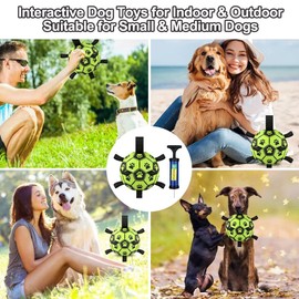LOTUSWILD Dog Toy, 15 cm Durable Dog Toy Ball with Handle, Dog Ball for Large, Small and Medium Dogs, Green