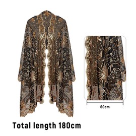 Werownsgso Women's Sequin Cape Scarf, Stole for Evening Dress, Women's Glitter Festive Stole, Stole Women's Festive for Wedding Evening Dresses Evening Party, Black & Gold