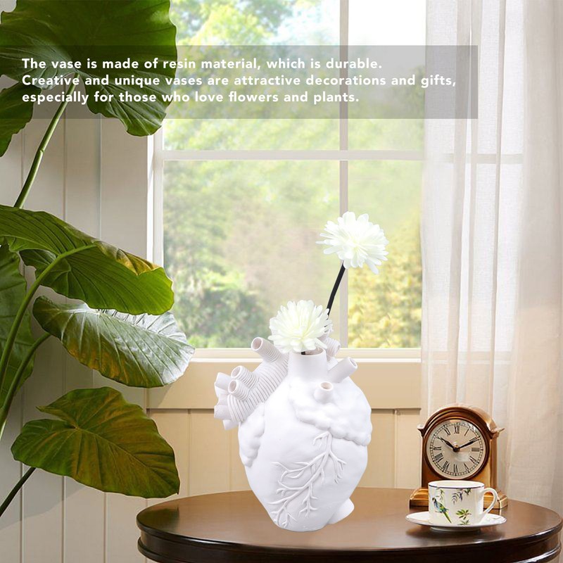 Creative Anatomical Heart Vases Resin Sculpture Heart Shaped Art Flower