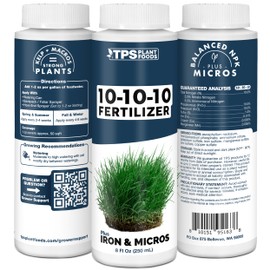 Liquid 10-10-10 Fertilizer for Lawn and Garden, Triple Ten NPK Plus Iron and Micros, Liquid Plant Food 8 oz (250mL)