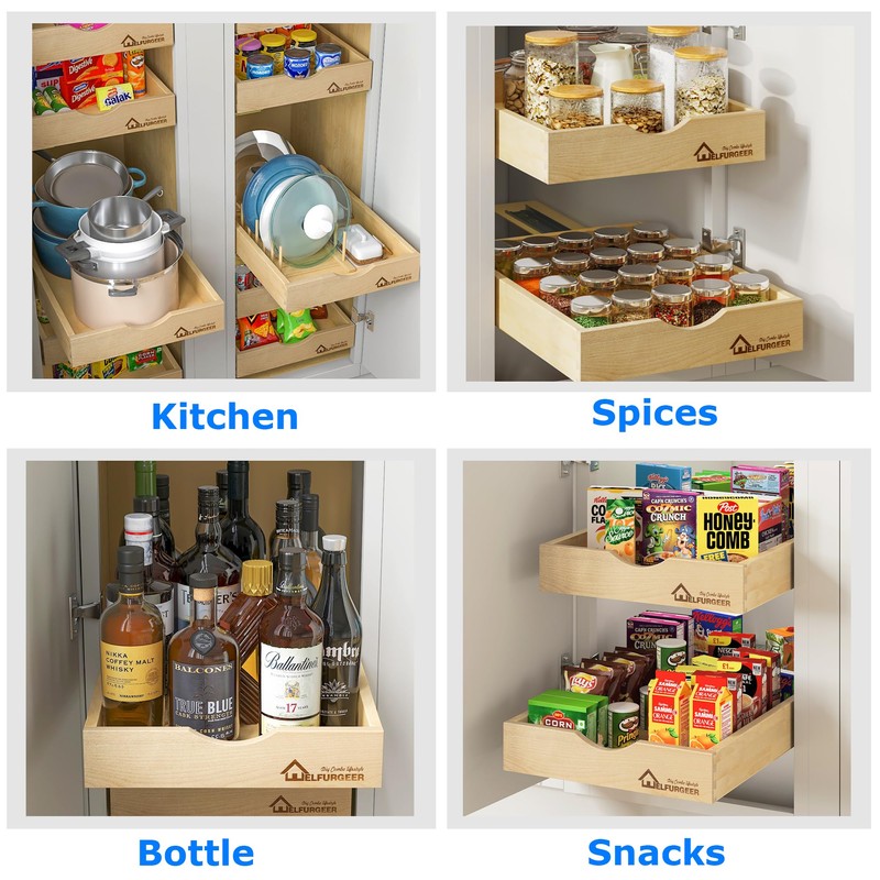 WelFurGeer Pull Out Drawers for Kitchen Cabinets, Pull Out Cabinet