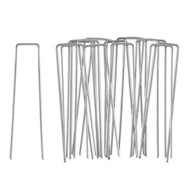 6 Inch Tent Stakes, 25 Pack Galvanized U-Shaped Stakes for Outdoor Use, 11 Gauge Landscape Fabric Staples, Ground Stakes for Secure Tents, Canopies, and Weed Barrier Fabric