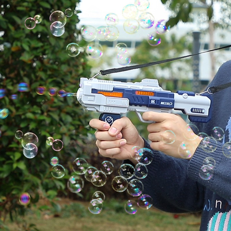 Electric Bubble Machine Gun for Kids Summer Soap Water Bubble