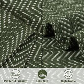 LEEVAN Washable Bathroom Rug, 2'x3' Green Woven Entryway Rug with Tassel Front Door Mat, Cotton Small Kitchen Rugs, Modern Reversible Laundry Room Farmhouse Carpet for Foyer Porch Decor