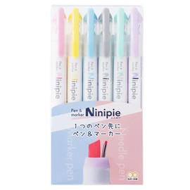 Sunstar Stationery S4591739 Pen & Line Markers, Water-based, Ninippee, Set of 6