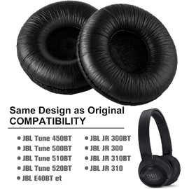 Yizhet Ersatz Ohrpolster Kompatibel mit JBL T500BT T450BT TUNE510BT TUNE520BT, JBL JR300BT 310BT Kopfhörer mit Memoryschaum (PU Schwarz)