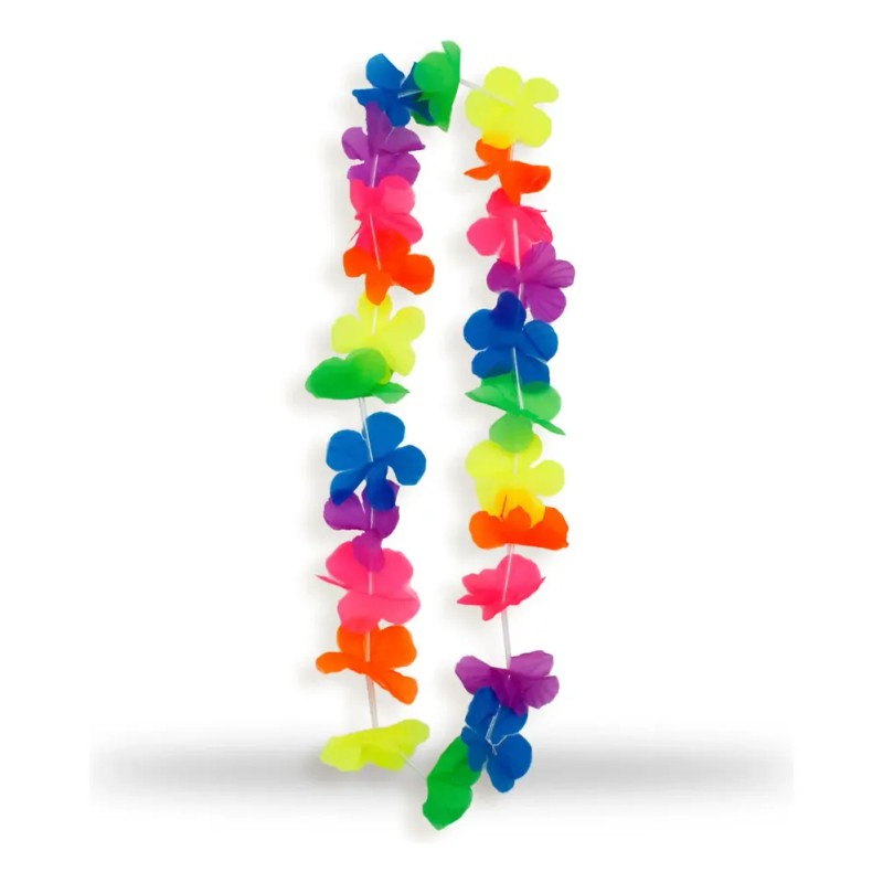 24 Collar Hawaiano Flores Colores Neon Fiesta Batucada