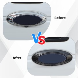 SQQP Carbon Fiber Tailgate Emblem Cover Trim, Rear Trunk Logo Back Badge Decoration Cover Trim for 2009-2014 Ford F150 F-150 Raptor