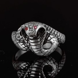KAMBO Men's 925 Sterling Silver Snake Ring - Bold Animal-Themed Jewelry - Size 13