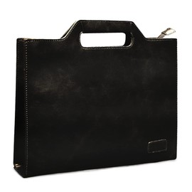 DeSack Men's Briefcase, Handbag, Shoulder Bag, PU Leather, B5 Size, Documents, Bag, Commuting to Work or School, Black
