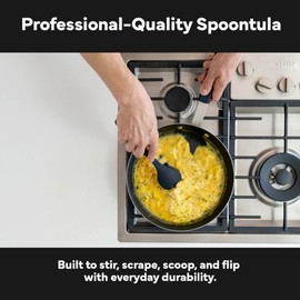 Misen Spoontula - Dishwasher Safe, Heat resistance, Nonstick Safe - Professional-Grade Versatile Kitchen Tool for Stirring, Spponging, Folding and Flipping - 4 Tools in One - Built to Last - Black