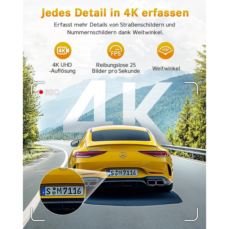 GKU 4K Dash Cam Car, Dash Cam for the Front,