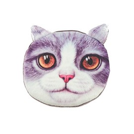 Womens Mens Cute Cat Kitten Kitty Animal Lovers Funny Christmas Birthday Gift Realistic Face Small Coin Change Money Makeup Zipper Holder Wallet Pouch Purse (Grey White Orange Eyes)