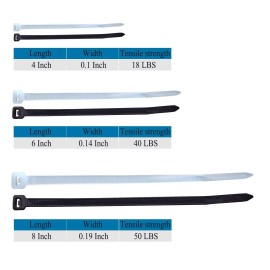 Superun Zip Tie Kit 400 Pack Zip Ties Assorted Sizes 4 Inch 6 Inch 8 Inch Mix Pack In Bl