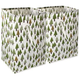 Sanjiaofen 2 pack 75L Large Laundry Basket Green Laundry Hamper With Extended Handles, Freestanding Waterproof Clothes Hamper for Boys,Kids woodland decor, Nersery,Bedroom, Bathroom.(Green tree)