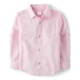 Gymboree,and Toddler Long Sleeve Button Up Shirts,Simple Pink,18-24 Months
