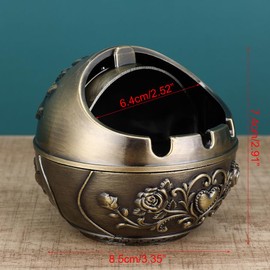 European style ashtrays vintage decorative windproof ashtrays and home office covered ornaments metal portable odor indoor and outdoor decoration gifts and decorations for boyfriends (Bronze Heart)