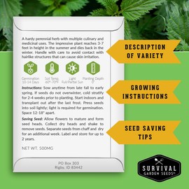 Stinging Nettle Seeds for Planting - Urtica Dioica Medicinal Herb & Edible Perennial - Common Nettle for Tea, Cooking & Wellness - Heirloom Non-GMO - Survival Garden Seeds (3 Packs)