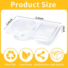 Crazystorey Double Compartment Condiment Container,Premium Reusable Snack Containers with Lids 2 Compartments Leak Proof Snack Pack Container for Dip Sauce Sampling (40 PCS)